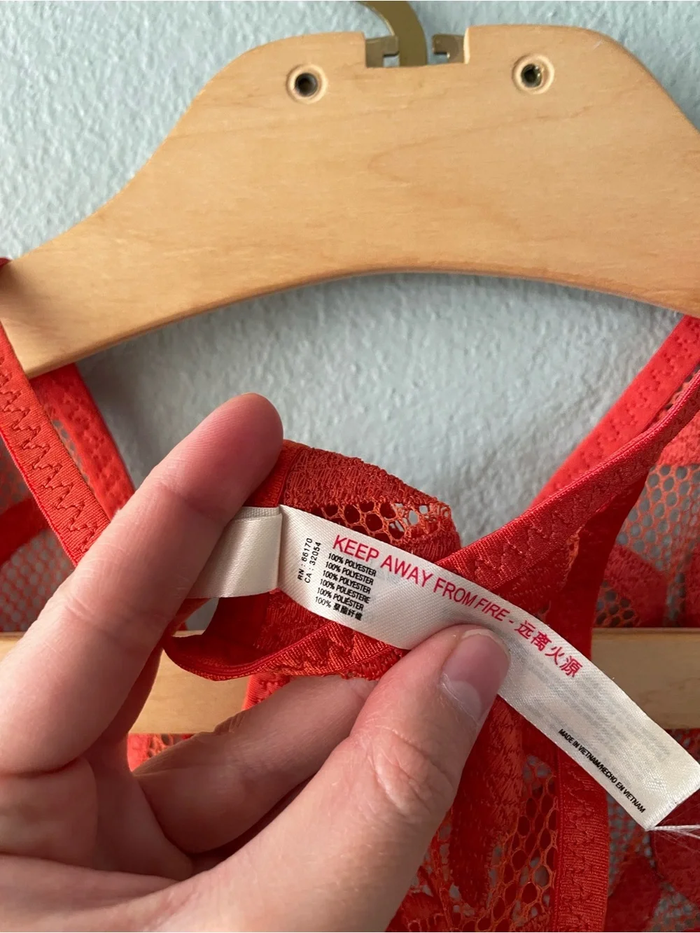 Free People | Orange Mesh Lace Floral See-Through Triangle Racerback Bralette